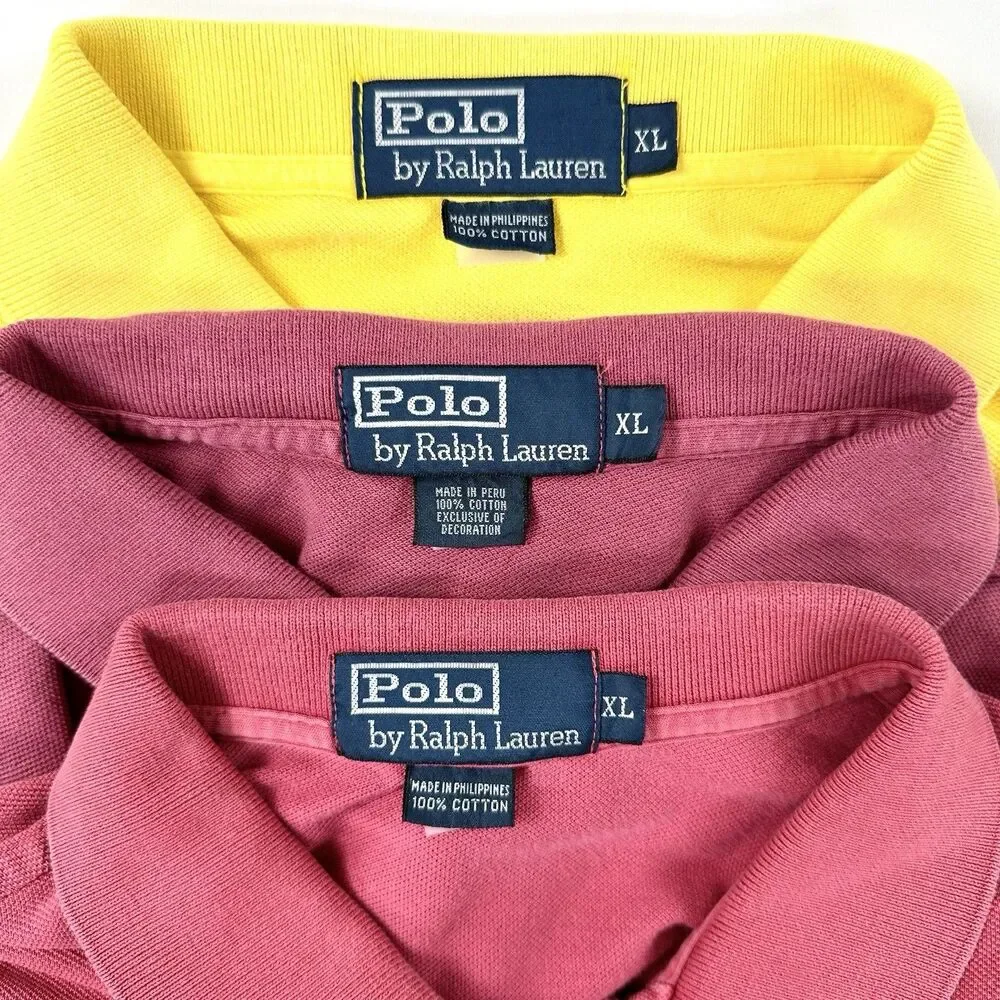 Polo Ralph Lauren Polo Shirts Mens XL Pique Knit Short Sleeve Preppy Lot of 3